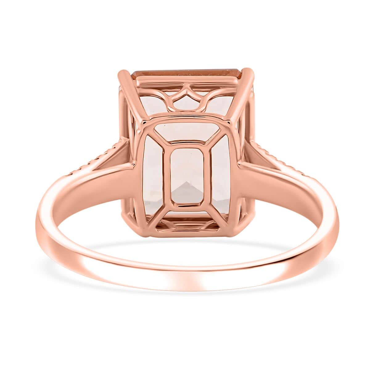 Doorbuster Certified & Appraised Iliana 18K Rose Gold AAA Marropino Morganite and SI Diamond Ring 4.40 Grams 7.20 ctw image number 4