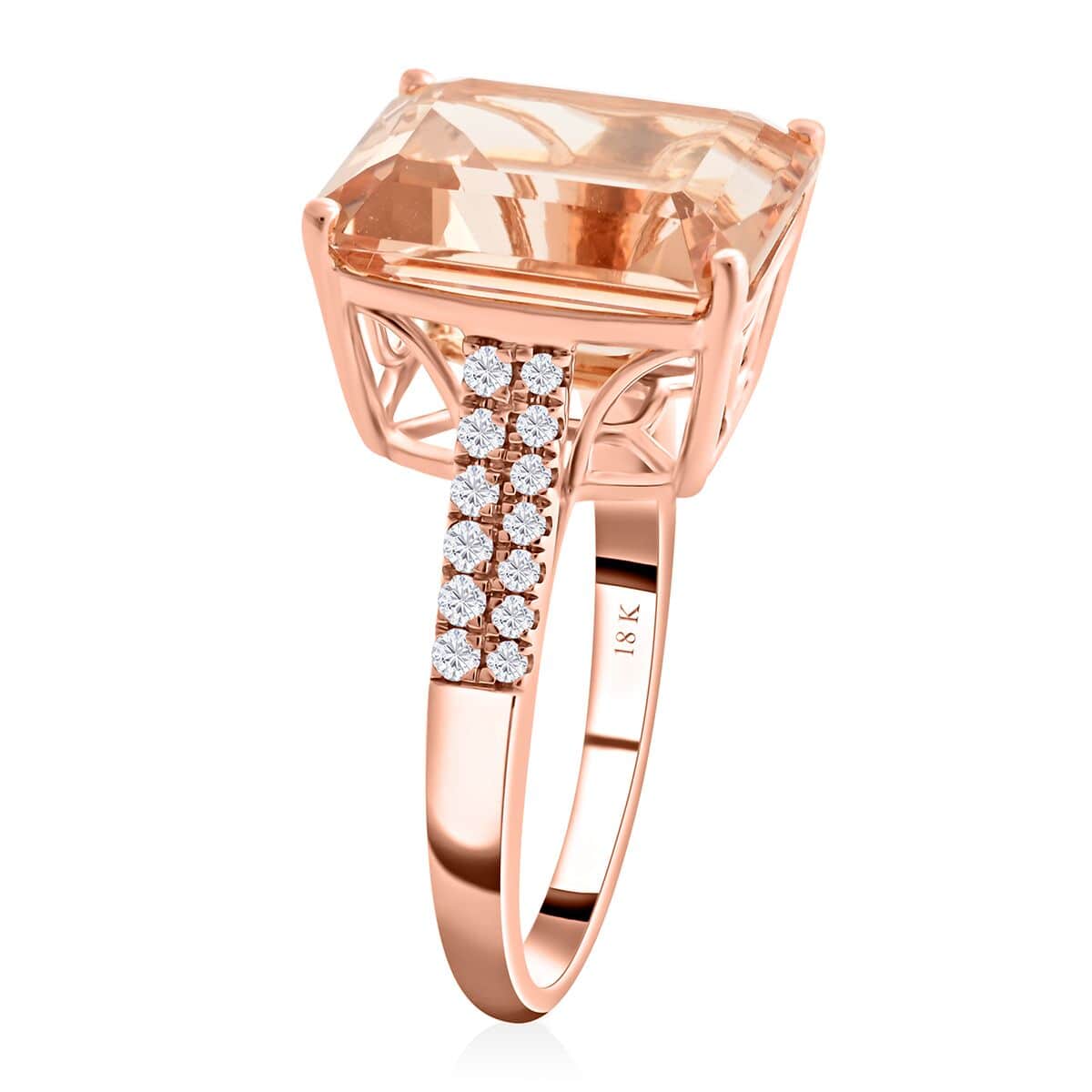 Certified & Appraised Iliana 18K Rose Gold AAA Marropino Morganite and G-H SI Diamond Ring (Size 6.0) 4.40 Grams 7.20 ctw image number 3