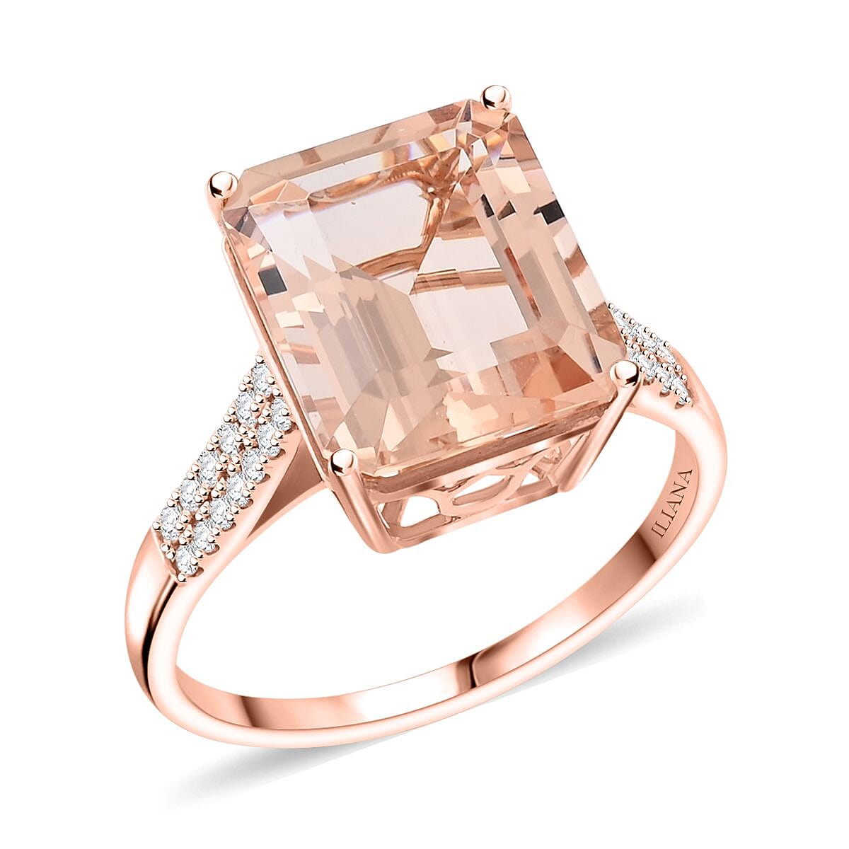 Certified & Appraised Iliana 18K Rose Gold AAA Marropino Morganite and G-H SI Diamond Ring (Size 9.5) 4.40 Grams 7.20 ctw image number 0