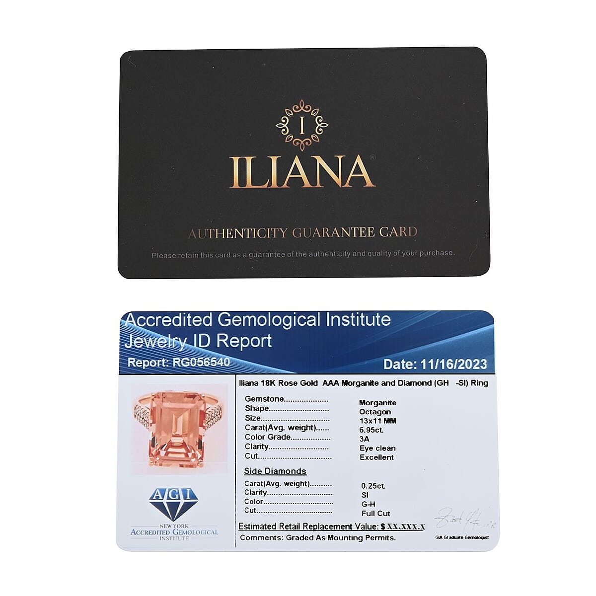 Certified & Appraised Iliana 18K Rose Gold AAA Marropino Morganite and G-H SI Diamond Ring (Size 9.5) 4.40 Grams 7.20 ctw image number 6