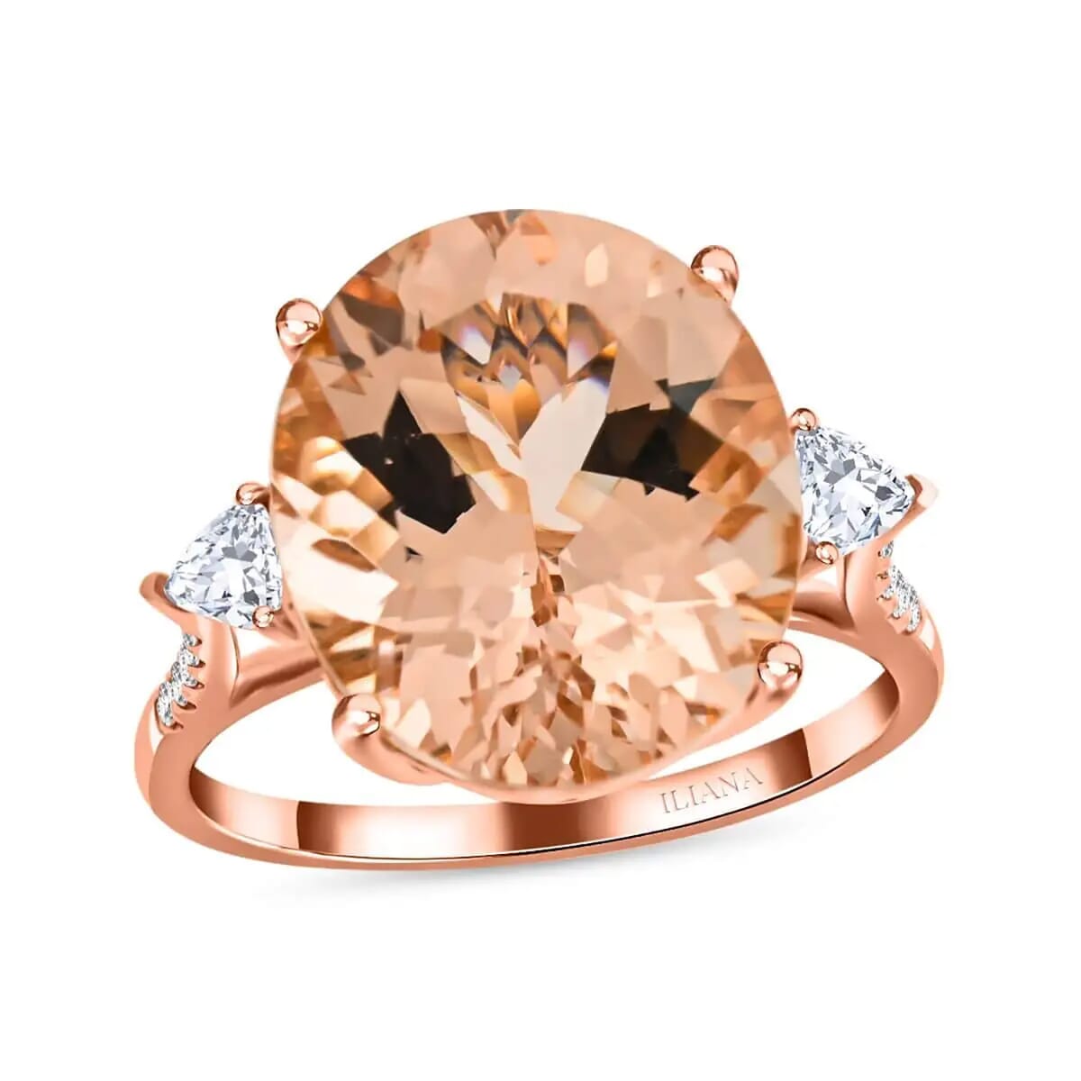 Certified & Appraised Iliana 18K Rose Gold AAA Marropino Morganite and G-H SI Diamond Ring (Size 6.0) 8.00 ctw image number 0