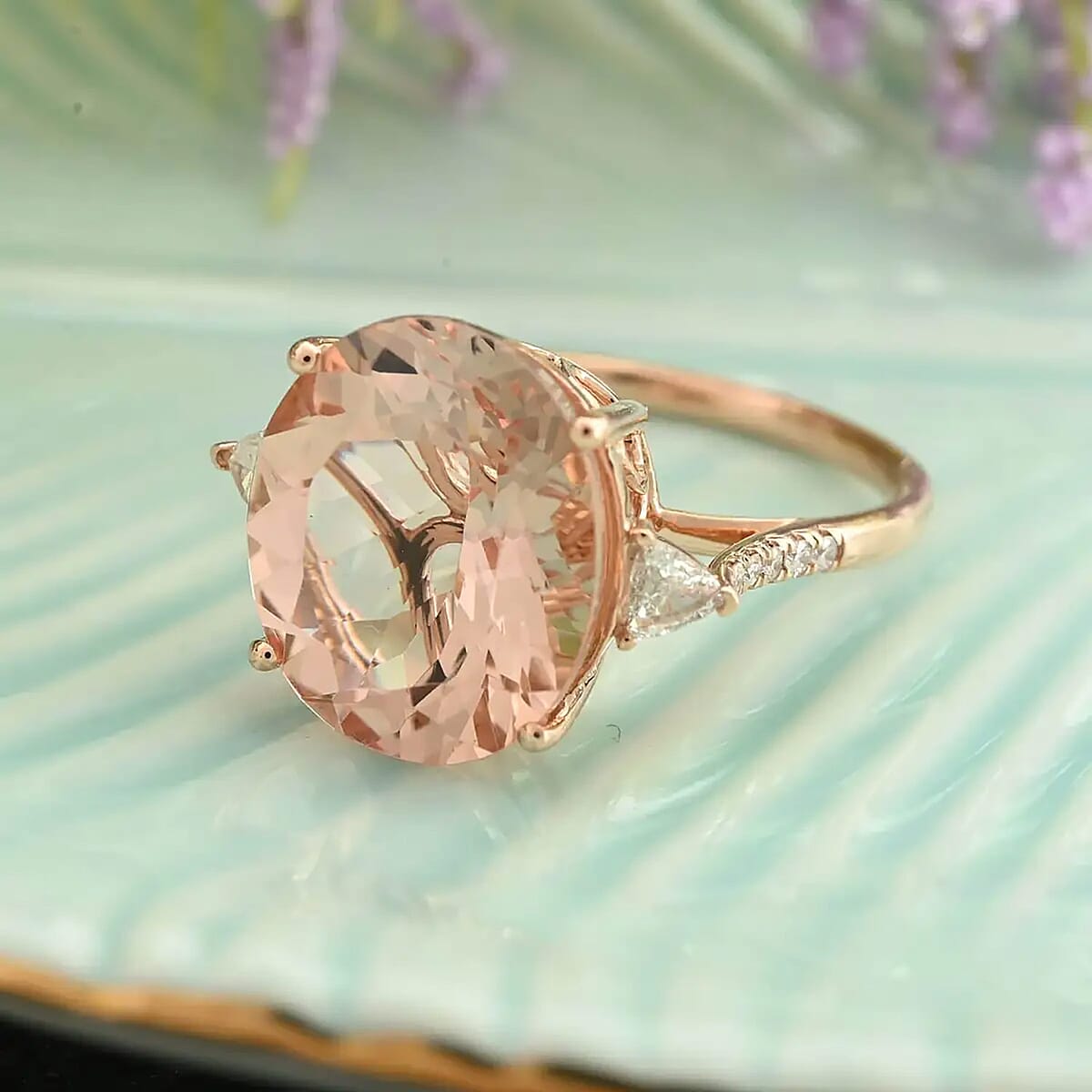 Certified & Appraised Iliana AAA Marropino Morganite and G-H SI Diamond 8.00 ctw Ring in 18K Rose Gold (Size 7.5) image number 1