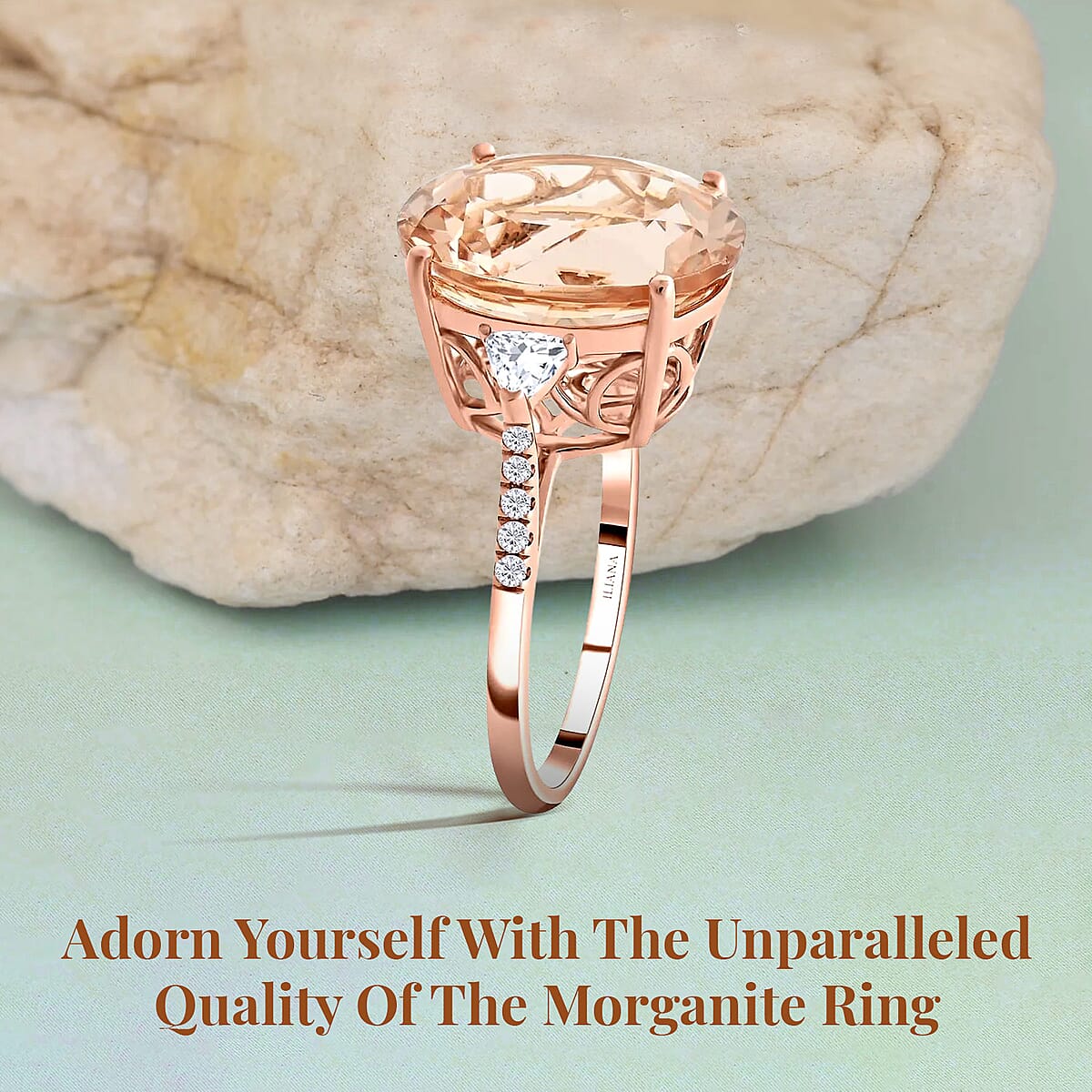 Certified & Appraised Iliana AAA Marropino Morganite and G-H SI Diamond 8.00 ctw Ring in 18K Rose Gold (Size 7.5) image number 2