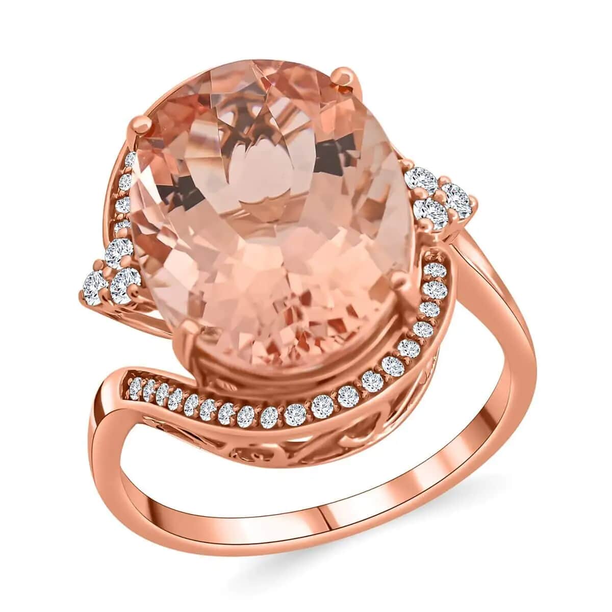 Deal Certified & Appraised Iliana 18K Rose Gold AAA Marropino Morganite and G-H SI Diamond Ring (Size 10.0) 6.65 Grams 11.50 ctw image number 0