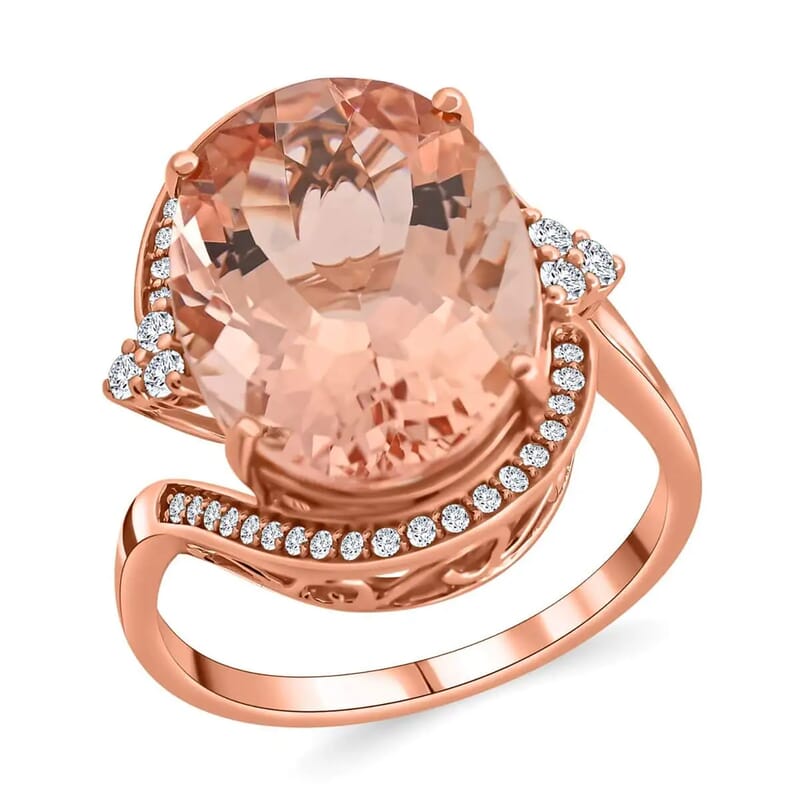 Certified & Appraised Iliana AAA Marropino Morganite and G-H SI Diamond 11.50 ctw Ring in 18K Rose Gold (Size 10.0) 6.65 Grams