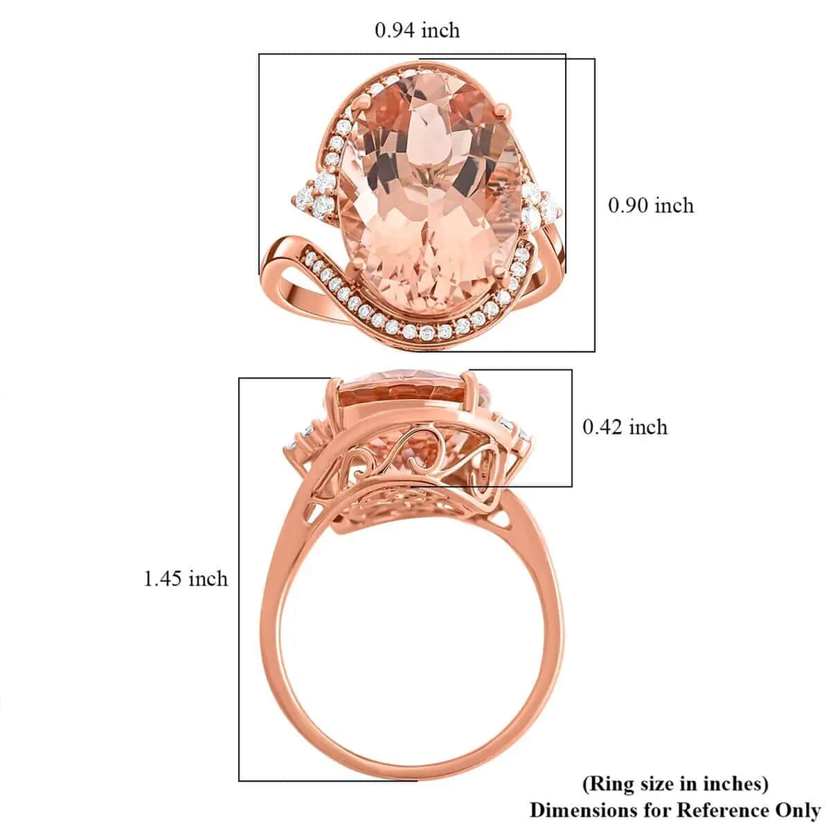 Doorbuster Deal Certified & Appraised Iliana 18K Rose Gold AAA Marropino Morganite and G-H SI Diamond Ring 6.65 Grams 11.50 ctw image number 6