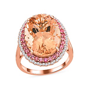 Certified & Appraised Iliana 18K Rose Gold AAA Marropino Morganite and G-H SI Diamond Ring (Size 10.5) 5.90 Grams 13.35 ctw