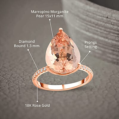Certified & Appraised Iliana AAA Marropino Morganite and G-H SI Diamond 6.35 ctw Ring in 18K Rose Gold (Size 6.0)