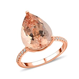 Certified & Appraised Iliana AAA Marropino Morganite and G-H SI Diamond 6.35 ctw Ring in 18K Rose Gold (Size 8.0)
