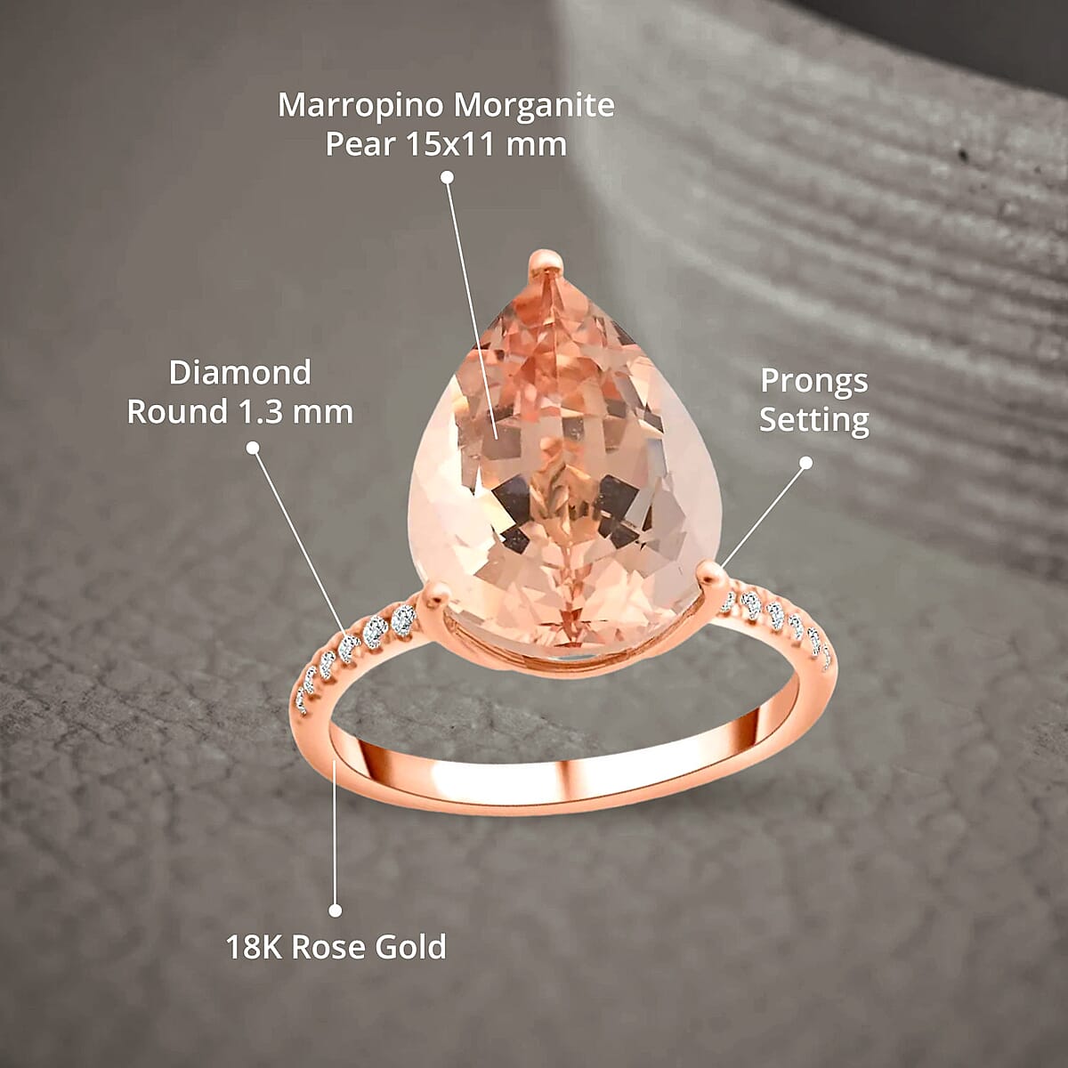 Certified & Appraised Iliana AAA Marropino Morganite and G-H SI Diamond 6.35 ctw Ring in 18K Rose Gold (Size 8.0) image number 4