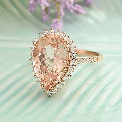 Certified & Appraised Iliana AAA Marropino Morganite and G-H SI Diamond 6.15 ctw Halo Ring in 18K Rose Gold (Size 6.0)