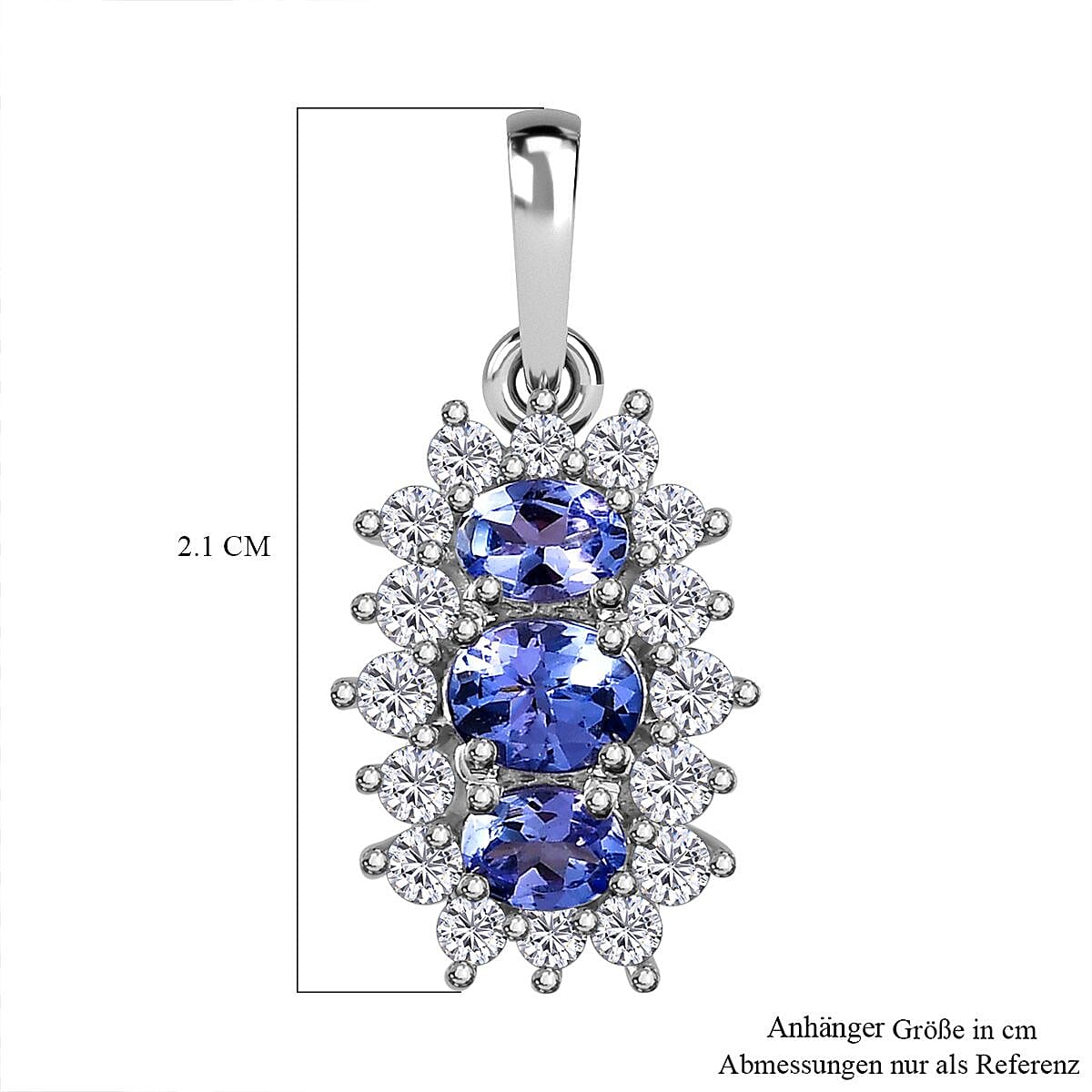 Tanzanite 1.71 ctw Pendant in Platinum Over Sterling Silver