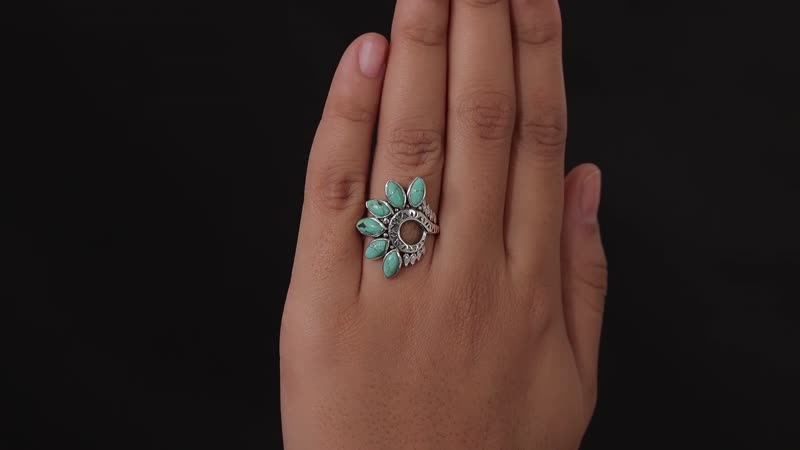 Artisan Crafted Blue Moon Turquoise Ring in Sterling Silver (Size 7) 2.90 ctw