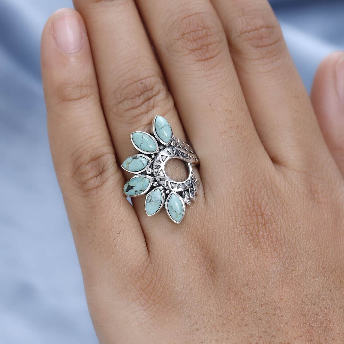 Artisan Crafted Blue Moon Turquoise Ring in Sterling Silver (Size 7) 2.90 ctw image number 2