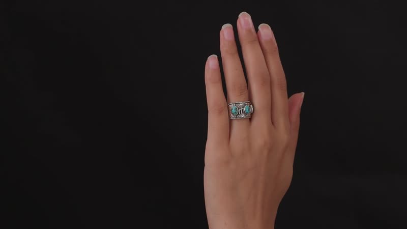 Artisan Crafted Blue Moon Turquoise Ring in Sterling Silver (Size 10.0) 2.15 ctw