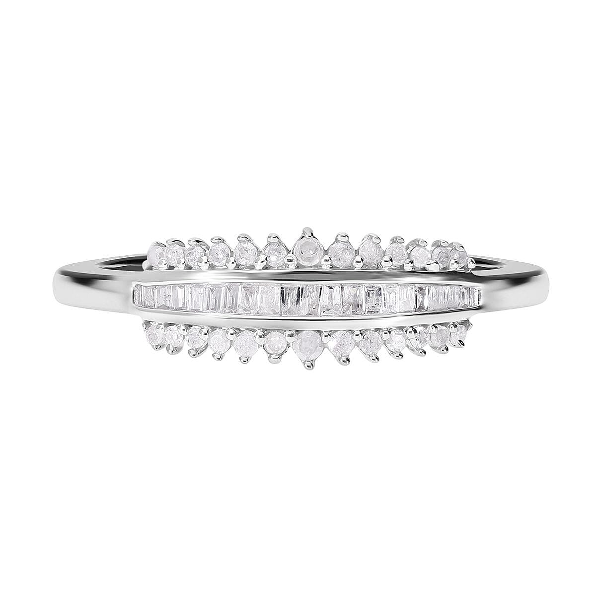 Diamond Ring in Platinum Over Sterling Silver (Size 5.0) 0.33 ctw