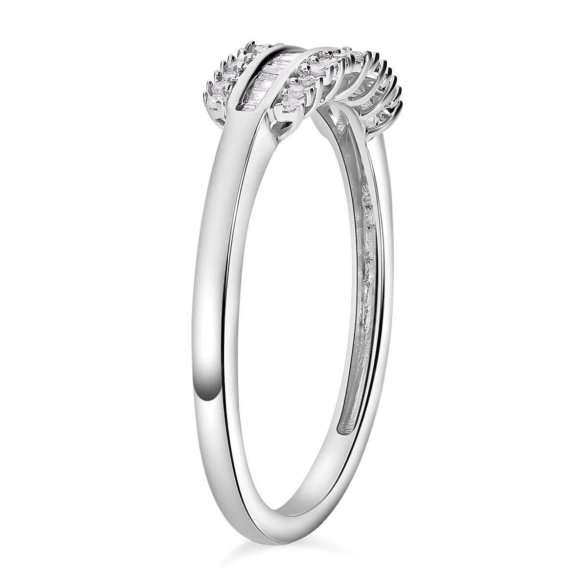 Diamond Ring in Platinum Over Sterling Silver (Size 5.0) 0.33 ctw