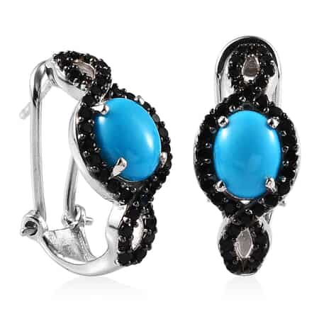 Buy Sleeping Beauty Turquoise and Electric Blue Topaz Lever Back Earrings  in Platinum Over Sterling Silver 3.80 ctw at ShopLC.