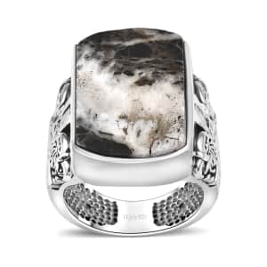 Artisan Crafted White Buffalo Eagle Men's Ring in Sterling Silver (Size 10.0) 26.15 ctw