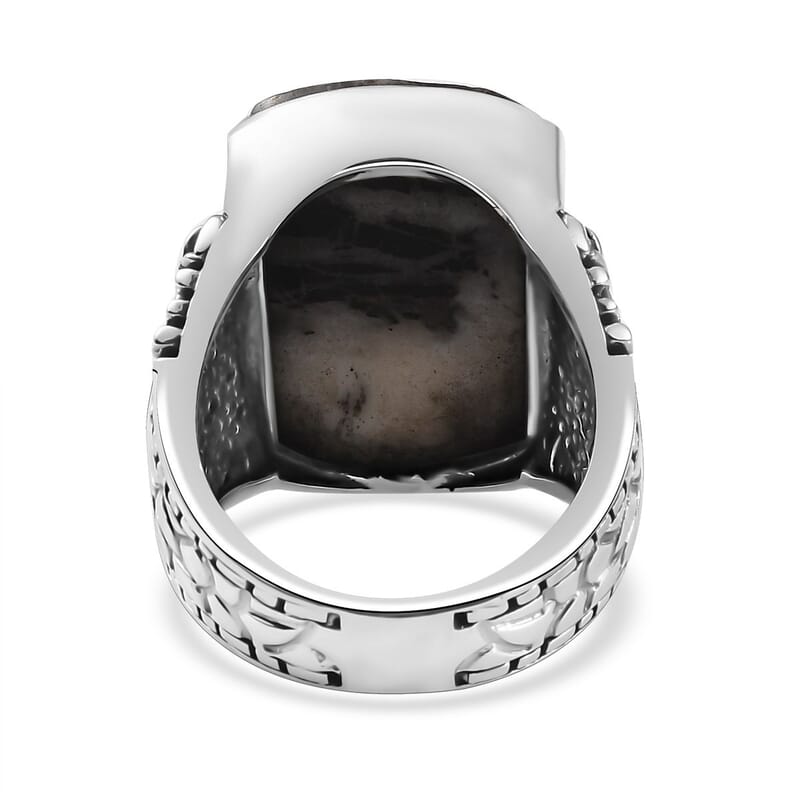 Artisan Crafted White Buffalo Eagle Men's Ring in Sterling Silver (Size 10.0) 26.15 ctw