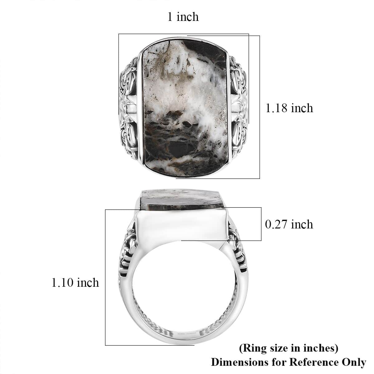 Artisan Crafted White Buffalo Men's Ring in Sterling Silver (Size 10.0) 24.70 ctw image number 5