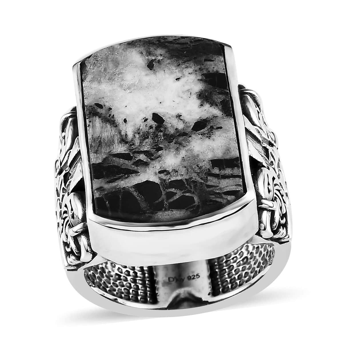 Artisan Crafted White Buffalo Eagle Men's Ring in Sterling Silver (Size 12.0) 26.15 ctw (Del. in 8-10 Days) image number 0