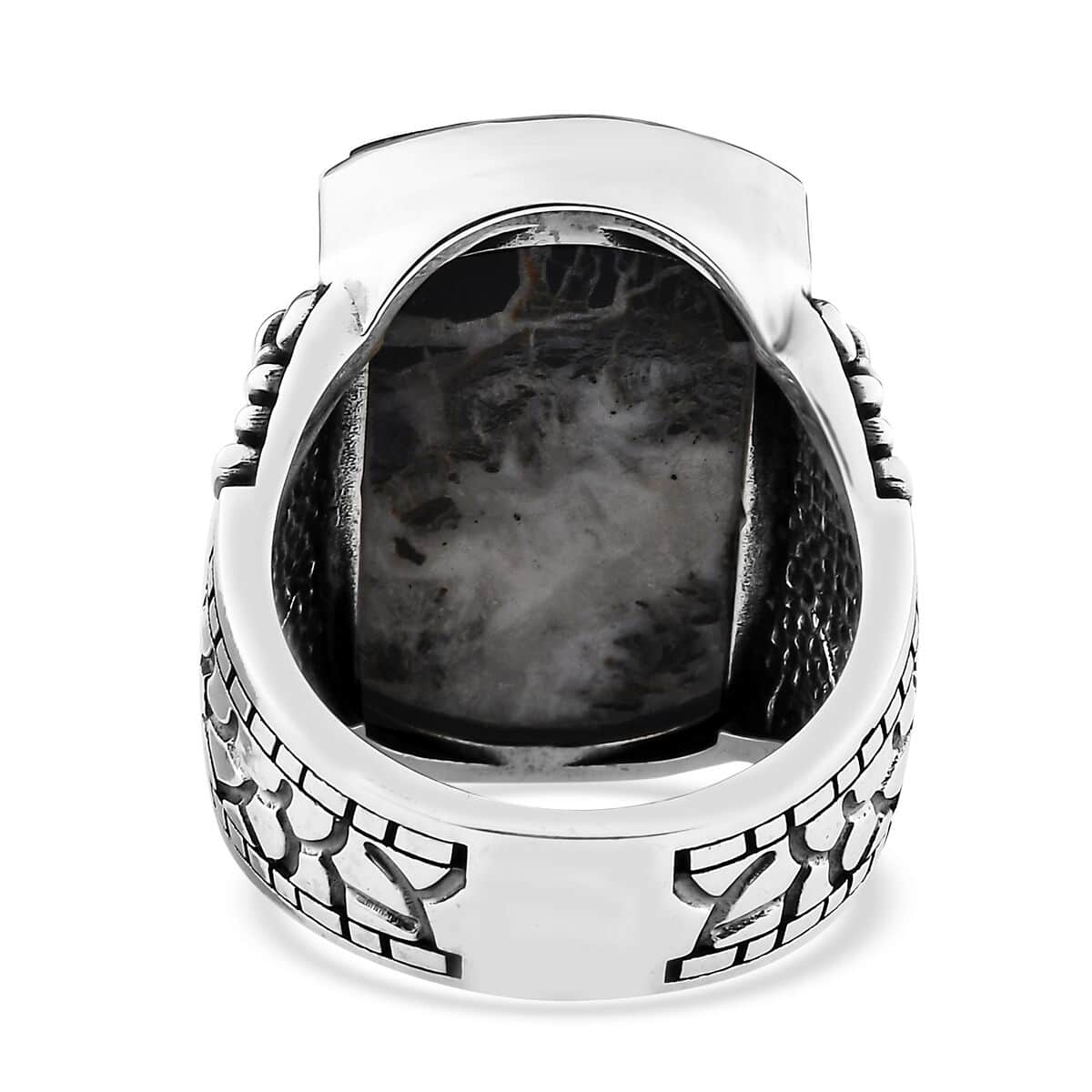 Artisan Crafted White Buffalo Eagle Men's Ring in Sterling Silver (Size 12.0) 26.15 ctw (Del. in 8-10 Days) image number 4