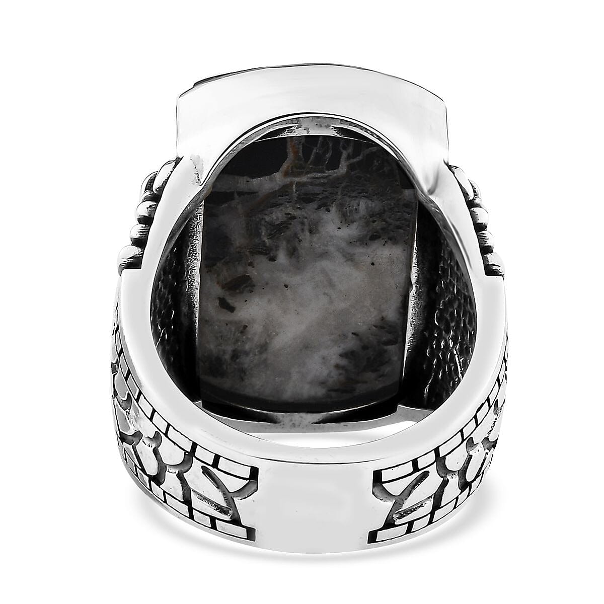 Artisan Crafted White Buffalo Eagle Men's Ring in Sterling Silver (Size 14.0) 26.15 ctw image number 4