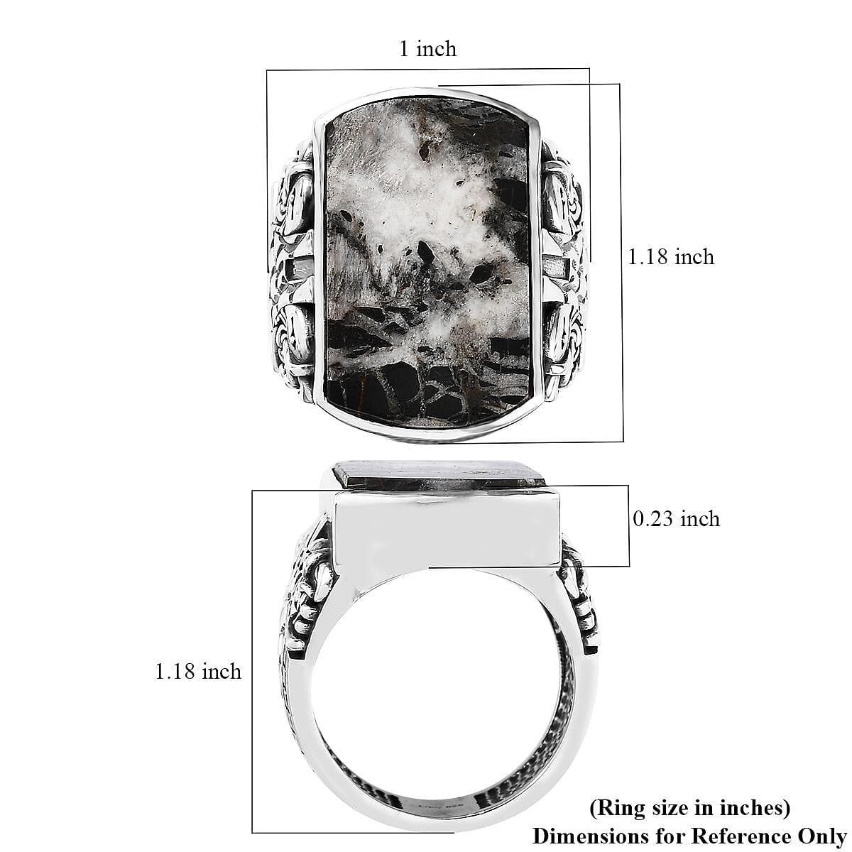 Artisan Crafted White Buffalo Eagle Men's Ring in Sterling Silver (Size 14.0) 26.15 ctw image number 5