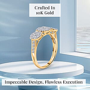 10K Yellow Gold Luxuriant Lab Grown Diamond G-H SI Trilogy Floral Ring (Size 10.5) 1.00 ctw