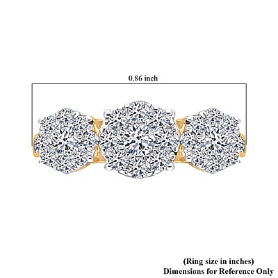10K Yellow Gold Luxuriant Lab Grown Diamond G-H SI Trilogy Floral Ring (Size 11.0) 1.00 ctw