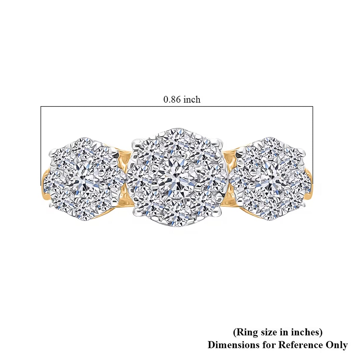 10K Yellow Gold Luxuriant Lab Grown Diamond G-H SI Trilogy Floral Ring (Size 8.5) 1.00 ctw image number 7