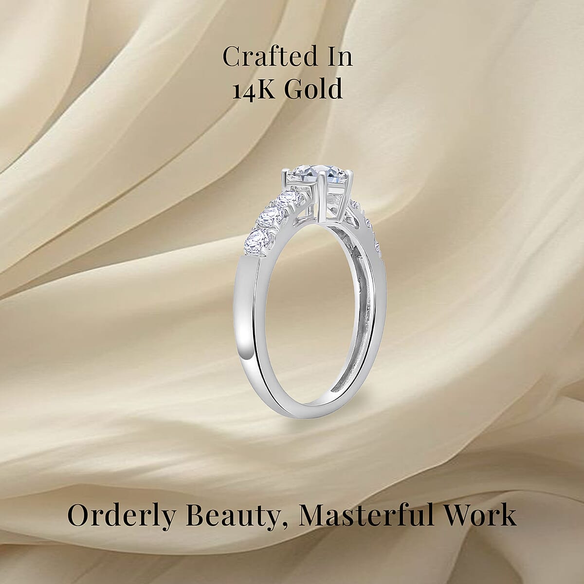 Luxoro 14K White Gold Luxuriant Lab Grown Diamond G-H VS Ring (Size 7.5) 1.15 ctw image number 2