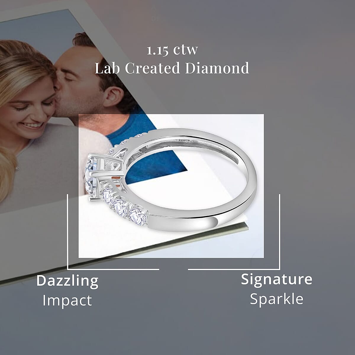 Luxoro 14K White Gold Luxuriant Lab Grown Diamond G-H VS Ring (Size 7.5) 1.15 ctw image number 4