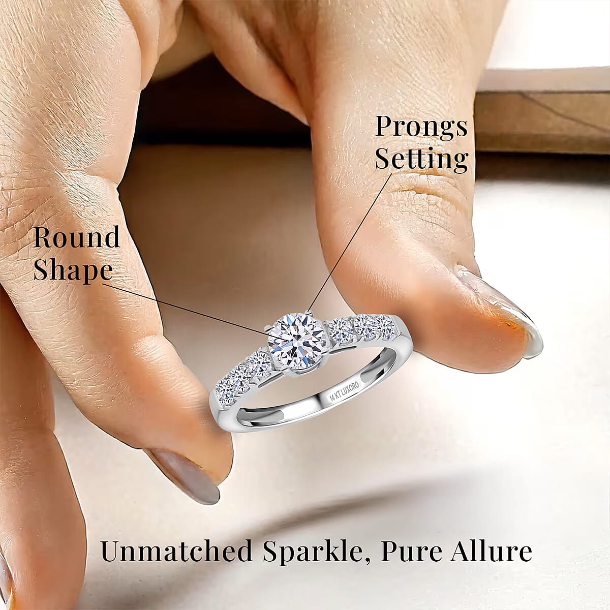 Luxoro 14K White Gold Luxuriant Lab Grown Diamond G-H VS Ring (Size 7.5) 1.15 ctw image number 5