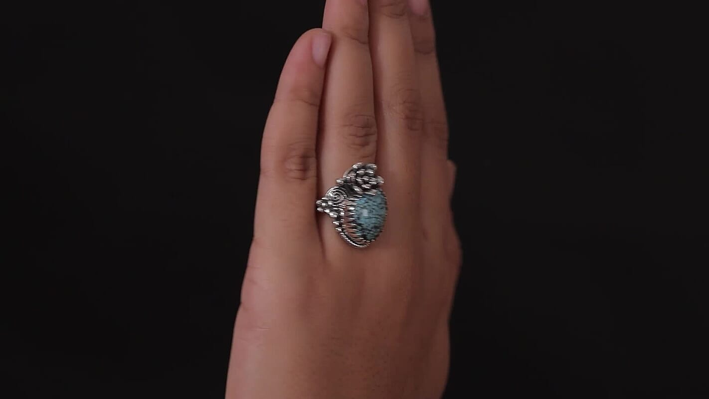Artisan Crafted Blue Moon Turquoise Solitaire Ring in Sterling Silver (Size 10.0) 8.40 ctw