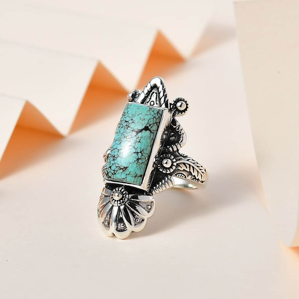 Artisan Crafted Blue Moon Turquoise Solitaire Ring in Sterling Silver (Size 7.0) 6.50 ctw image number 1