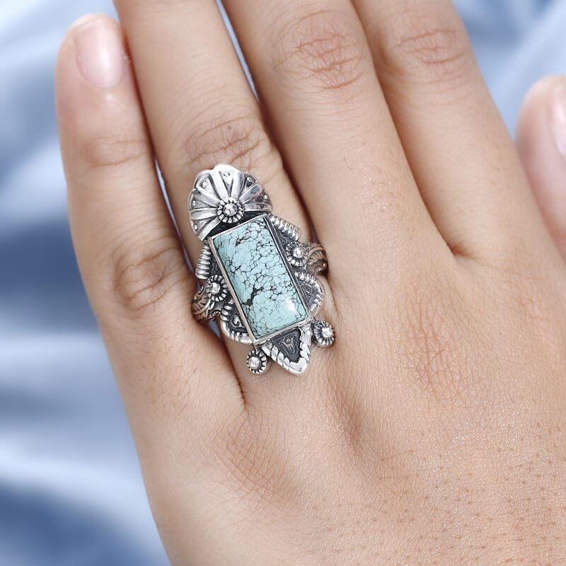 Artisan Crafted Blue Moon Turquoise Ring in Sterling Silver (Size 10.0) 5.75 ctw