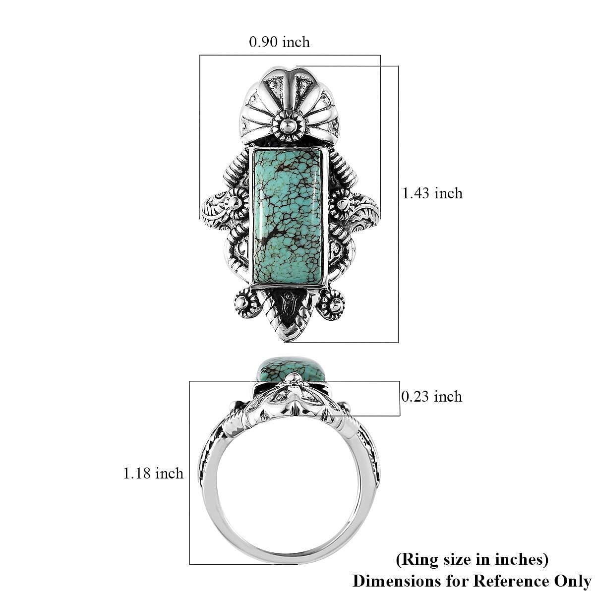 Artisan Crafted Blue Moon Turquoise Ring in Sterling Silver (Size 8.0) 5.75 ctw image number 5
