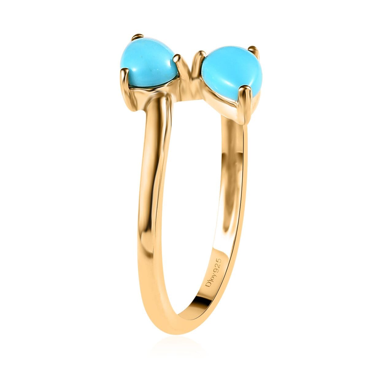 Sleeping Beauty Turquoise Bypass Ring in 14K Yellow Gold Over Sterling Silver (Size 5.0) 0.80 ctw image number 3