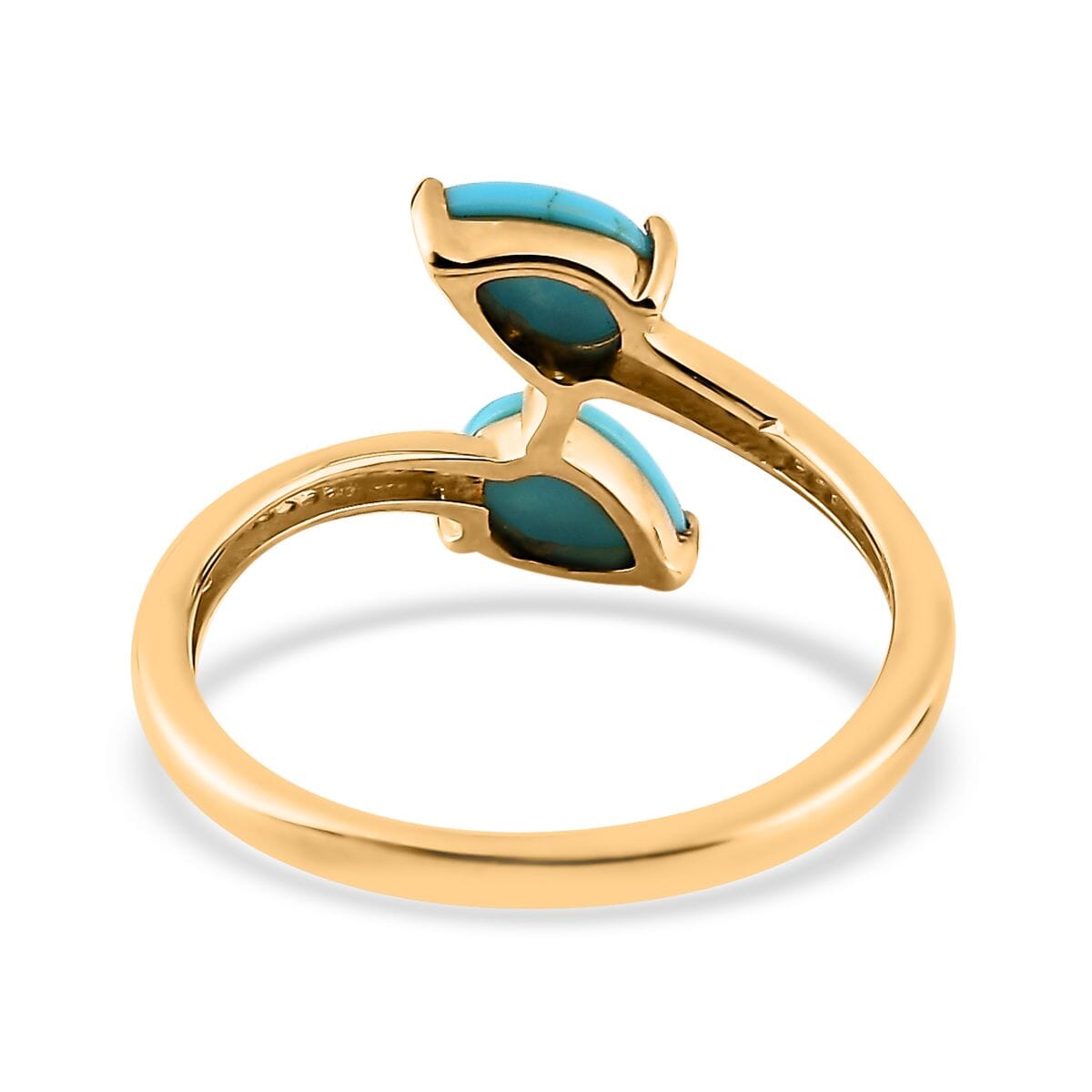 Sleeping Beauty Turquoise Bypass Ring in 14K Yellow Gold Over Sterling Silver (Size 5.0) 0.80 ctw image number 4
