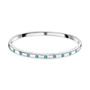 Sleeping Beauty Turquoise Bangle Bracelet in Stainless Steel (8.0 In) 0.60 ctw