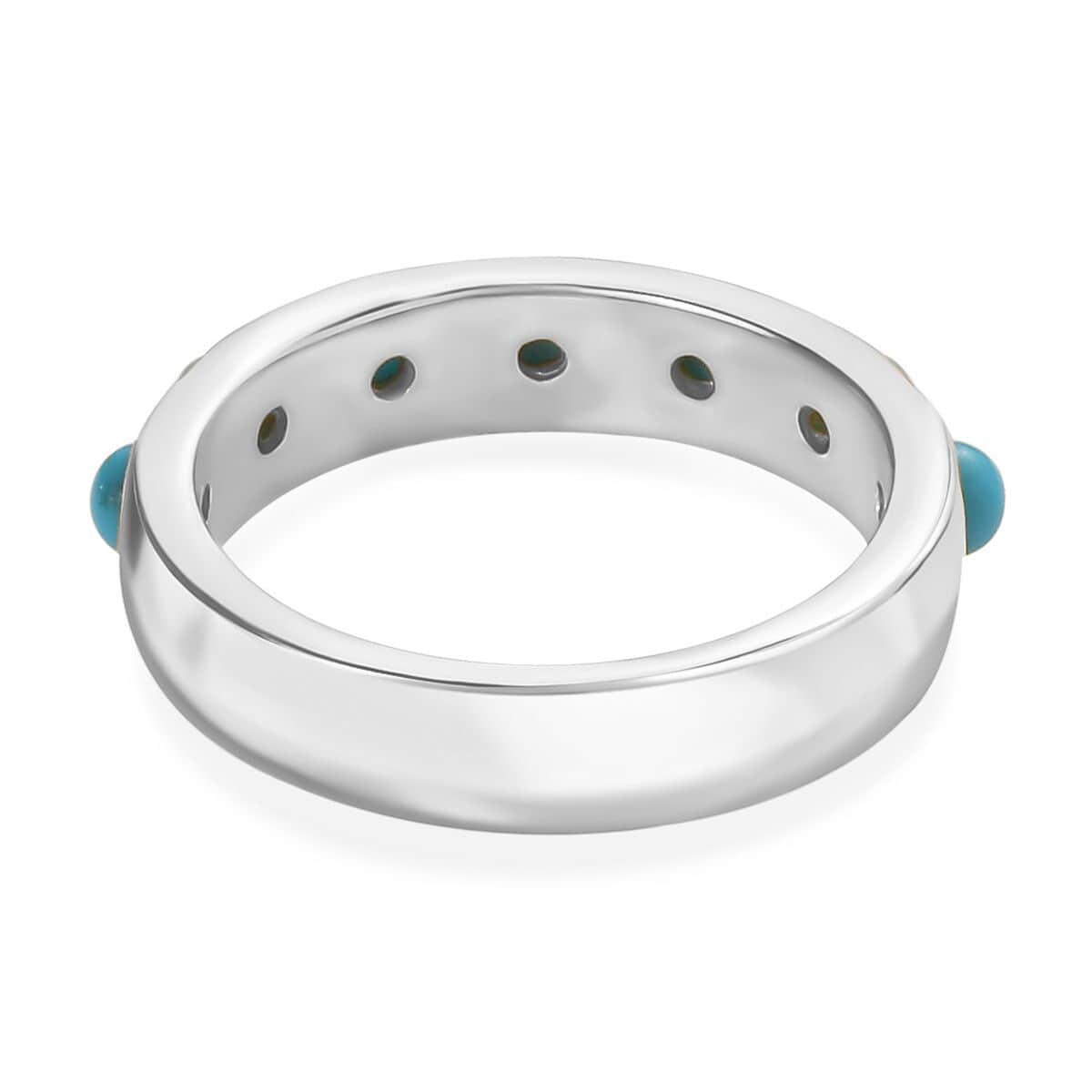 Sleeping Beauty Turquoise 7 Stone Ring in Stainless Steel (Size 10.0) 0.80 ctw image number 4