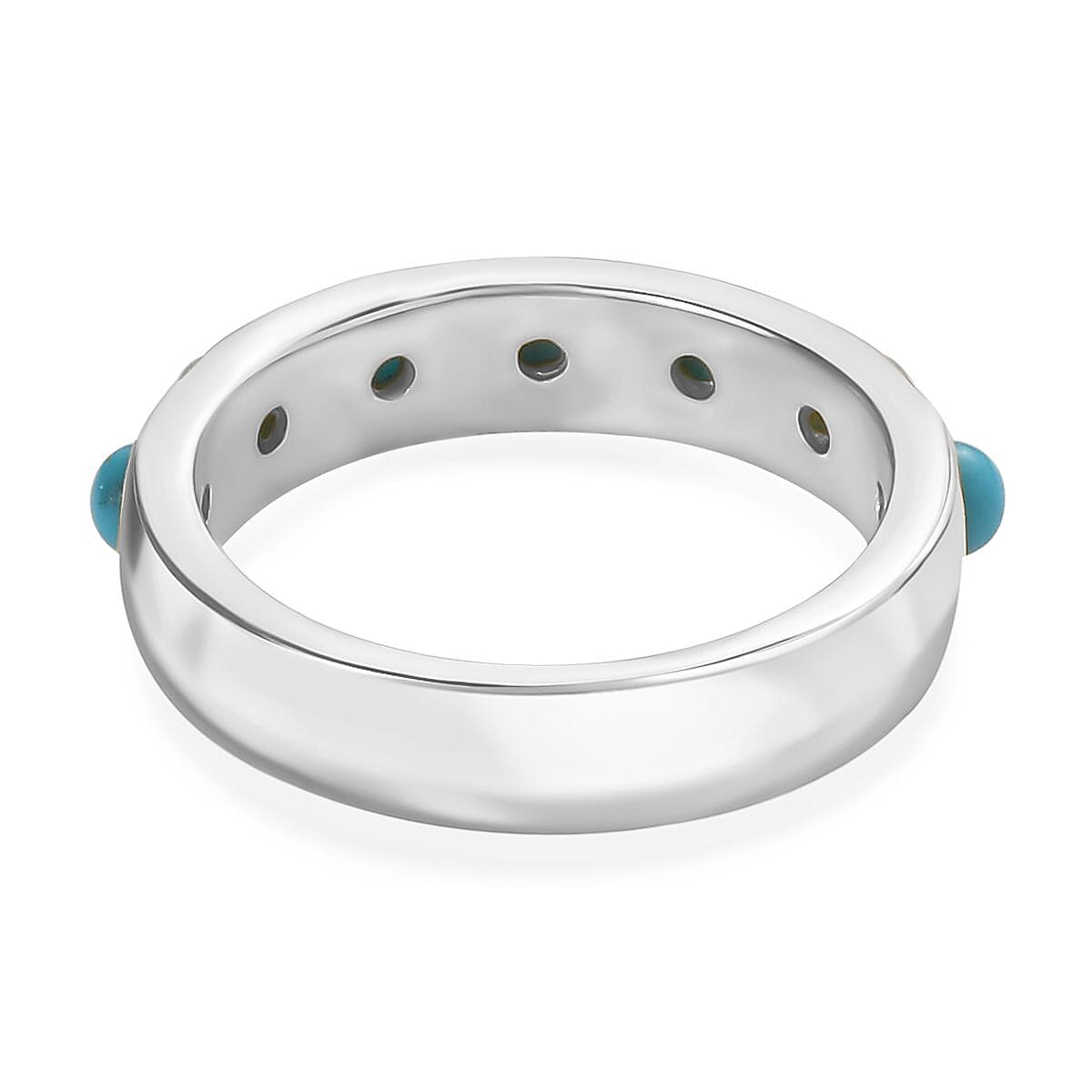 Sleeping Beauty Turquoise 7 Stone Ring in Stainless Steel (Size 8.0) 0.80 ctw image number 4