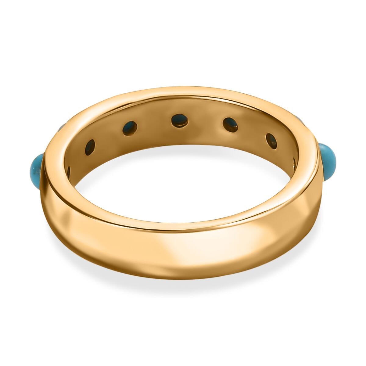 Sleeping Beauty Turquoise 7 Stone Ring in ION Plated Yellow Gold Stainless Steel (Size 5.0) 0.80 ctw image number 4