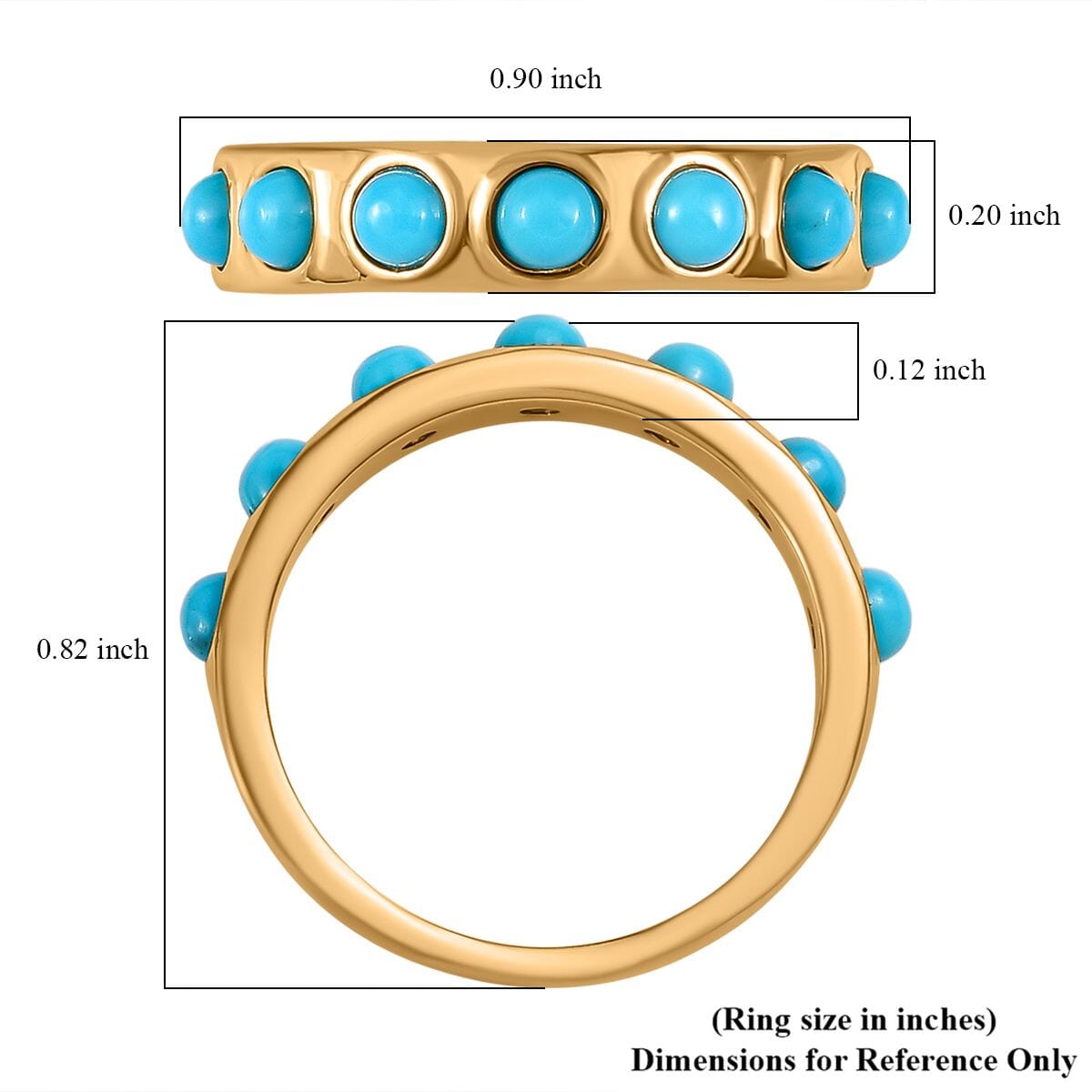Sleeping Beauty Turquoise 7 Stone Ring in ION Plated Yellow Gold Stainless Steel (Size 5.0) 0.80 ctw image number 5