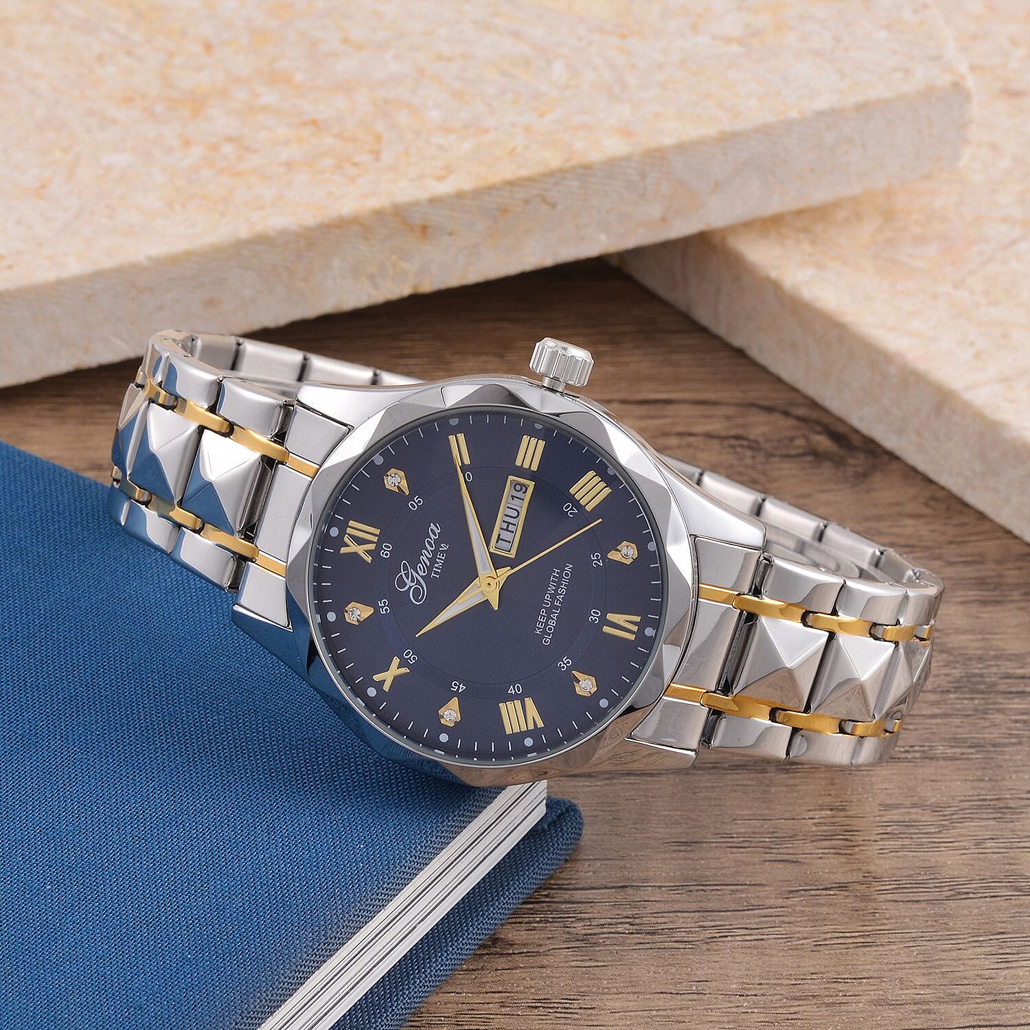 Genoa Austrian Crystal Quartz Movement Watch in Goldtone and Silvertone