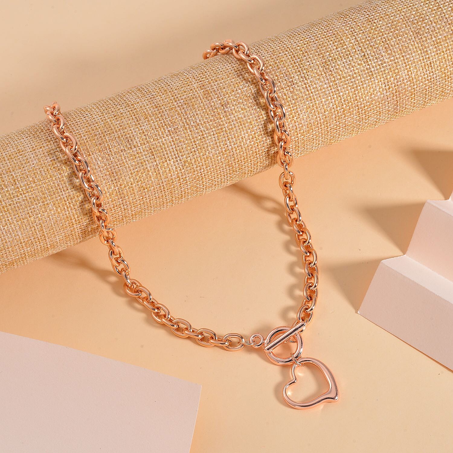 Cable Link Chain Necklace in Rosetone 20.5 Inches