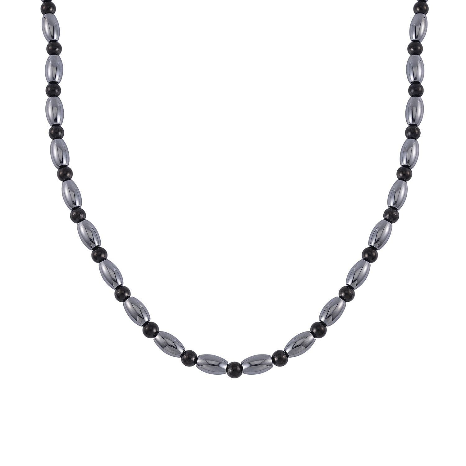 Terahertz and Shungite 155.00 ctw Necklace in Rhodium Over Sterling Silver 20 Inches