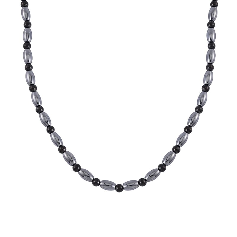 Terahertz and Shungite 155.00 ctw Necklace in Rhodium Over Sterling Silver 20 Inches